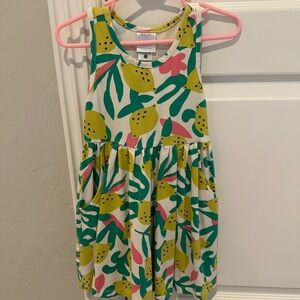 Hanna Andersson Green and Pink Leaf Print Dress